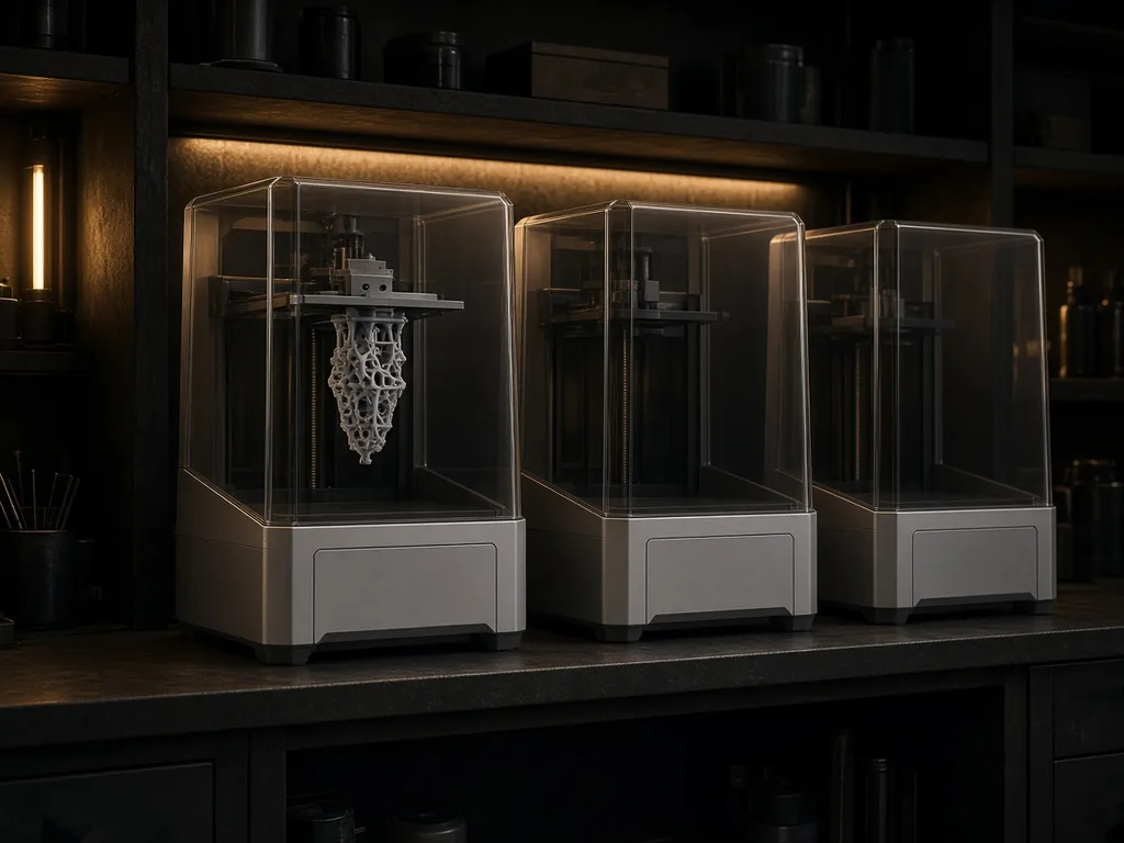 Fleet of resin SLA/MSLA 3D printers producing high-detail resin parts