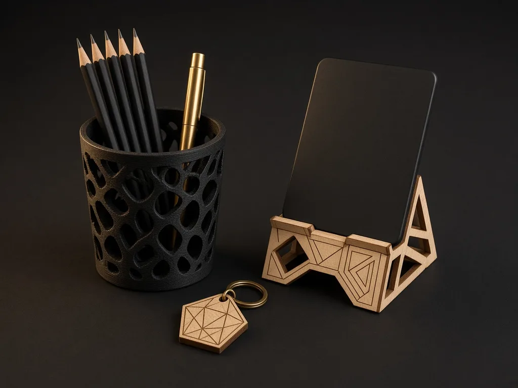Desk organiser — 3D printed / laser-cut Father's Day gift
