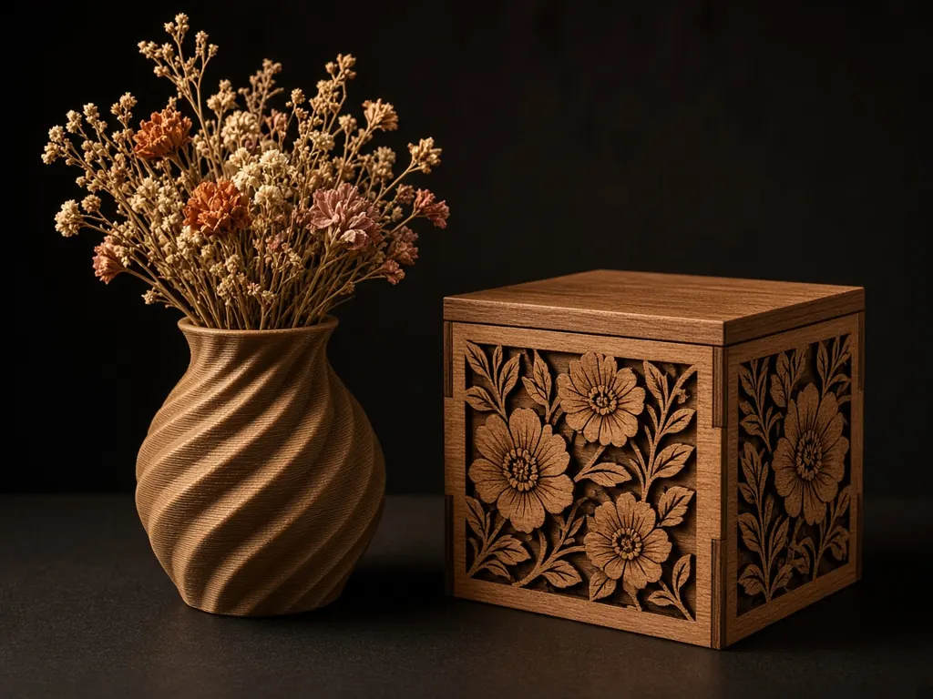 Spiral vase — 3D printed / laser-cut Mother's Day gift