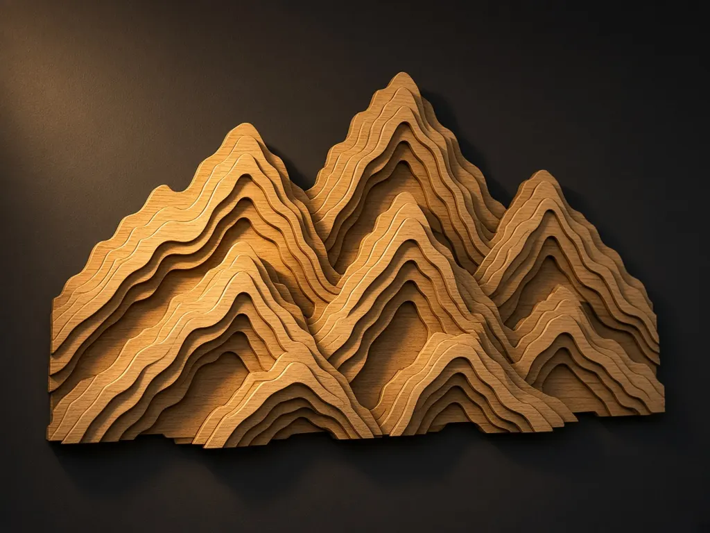 Topographic mountain art — 3D printed / laser-cut Wall art gift